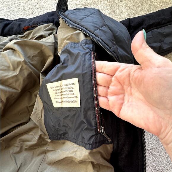 Waterville Navy Puffer Wool Trim Men Luxury Jacket Size 54 (US XL) Quilted Italy - Picture 11 of 15